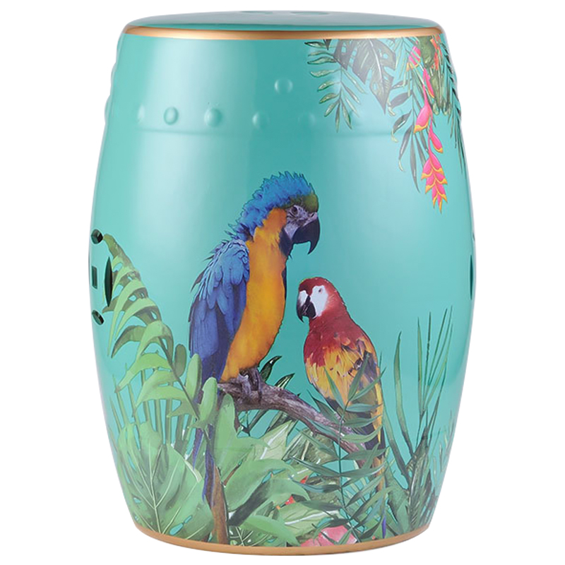 Керамический табурет Parrots Tropical Animal Ceramic Stool Turquoise Бирюзовый Мульти в Сочи | Loft Concept 