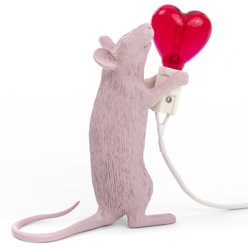 Настольная лампа Seletti Mouse Step Love USB Белый Красный в Сочи | Loft Concept 