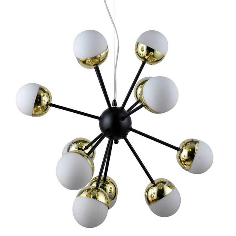 Люстра Sputnik White and Gold Globe Chandelier 12 Черный Золотой Белый в Сочи | Loft Concept 