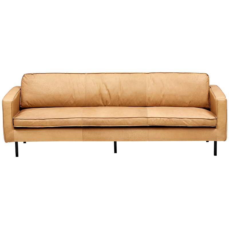 Диван кожаный Adrian Beige Leather Sofa Бежевый Черный в Сочи | Loft Concept 