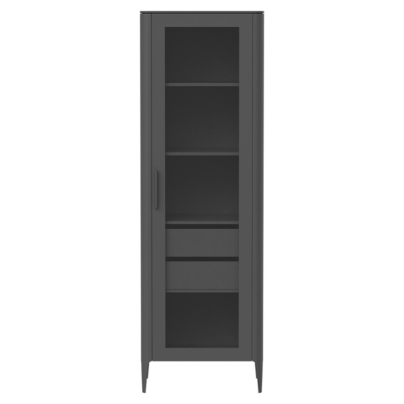 Витрина темно-серая со стеклянной дверью с 4-мя полками и 2-мя ящиками Type  Серый в Сочи | Loft Concept 