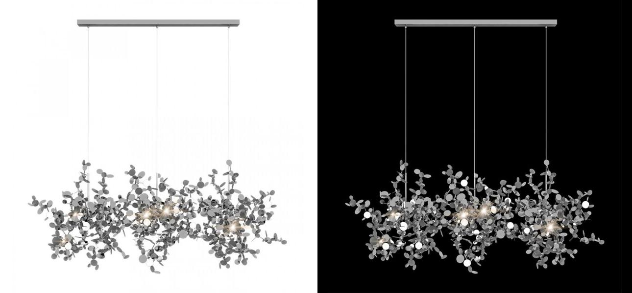 Люстра Terzani Argent Suspension Linear Silver длина 85 см - фото