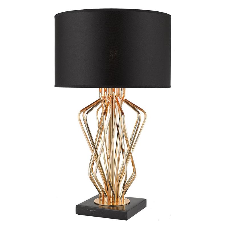 Настольная лампа Lester Table Lamp Черный Мрамор Nero Глянцевое золото в Сочи | Loft Concept 