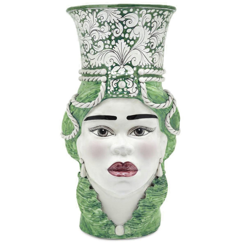 Ваза Vase Moro Lady Giant Ornate Green Зеленый Белый в Сочи | Loft Concept 