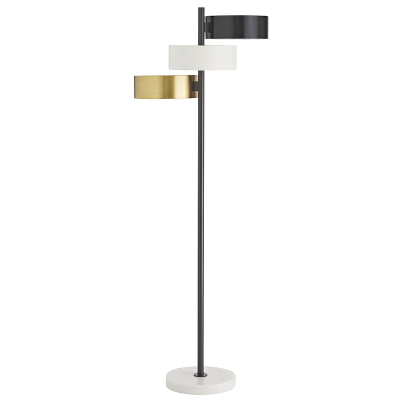 Торшер Arteriors HUTTON FLOOR LAMP Латунь Черный Белый в Сочи | Loft Concept 