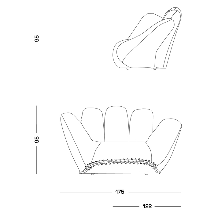 Дизайнерское кожаное кресло в форме руки Poltronova Joe Whip Armchair в Сочи