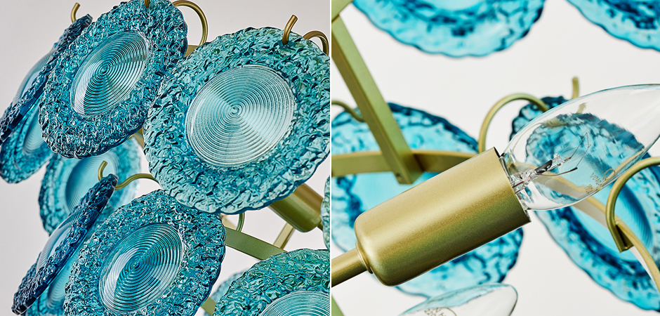 Люстра Blue Glass disk Chandelier Люстра Blue Glass disk Chandelier - Loft-Concept в Сочи