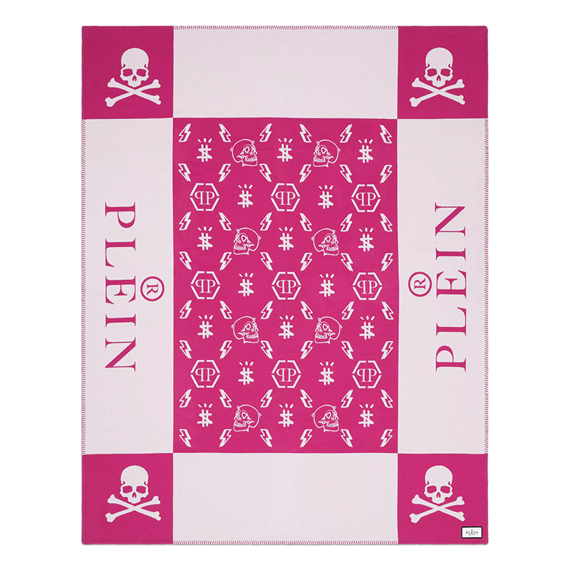 Плед Philipp Plein Plaid Cashmere Skull Pink Розовый Белый в Сочи | Loft Concept 