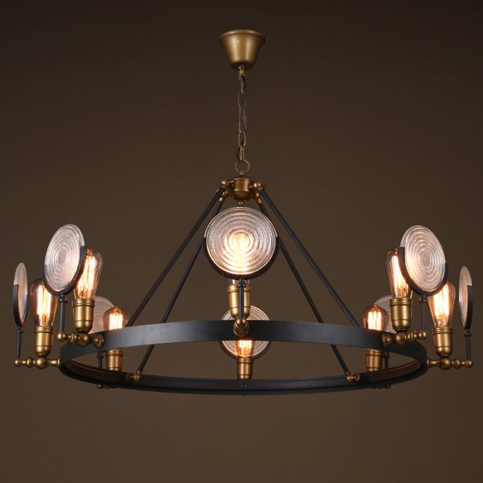 Люстра GASLIGHT LENS Chandelier 8 Черный в Сочи | Loft Concept 