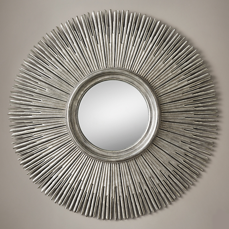 Restoration Hardware ROUND SUNBURST MIRROR Silver Серебро винтаж в Сочи | Loft Concept 