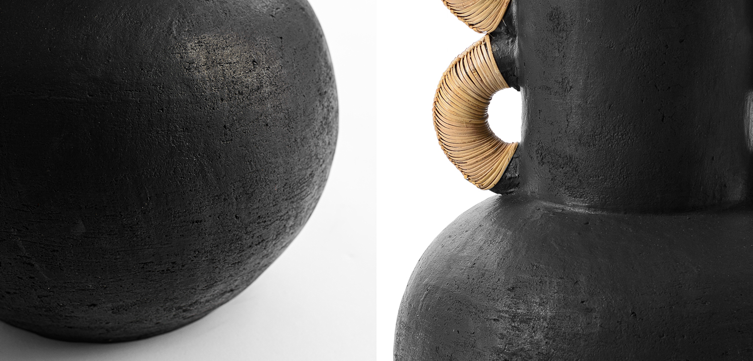 Ваза Round Vase Ceramic & Rattan - фото №1