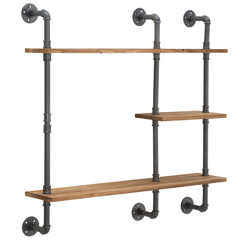 Полка Industrial Wood Metal Shelf Коричневый Серый в Сочи | Loft Concept 