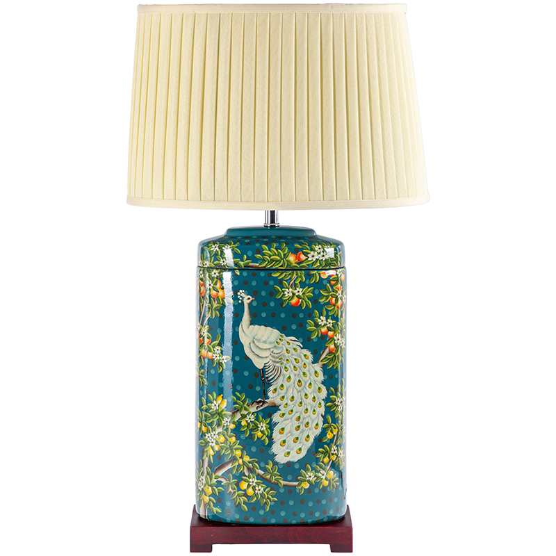 Настольная лампа White Peacock Lampshade Изумрудный Бежевый Мульти в Сочи | Loft Concept 