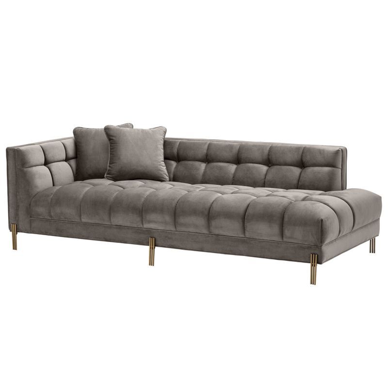 Кушетка Eichholtz Lounge Sofa Sienna Left Серый Матовая латунь в Сочи | Loft Concept 