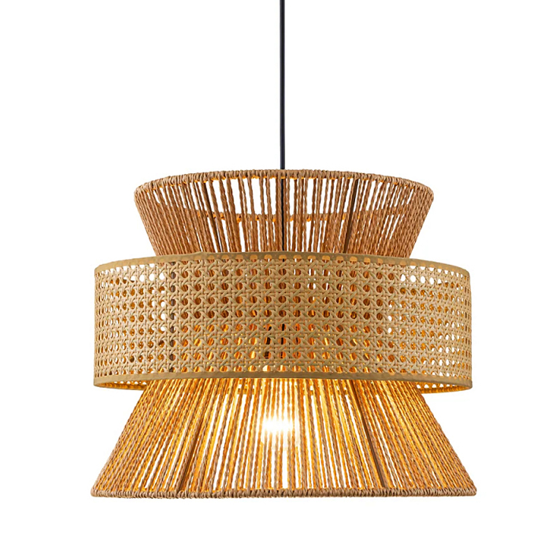 Подвесной светильник с абажуром из натуральных материалов Light Inside the Cell Бежевый Черный в Сочи | Loft Concept 