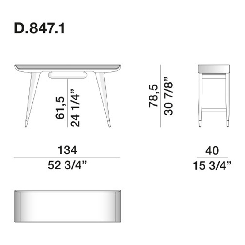 Дизайнерский рабочий стол из массива дерева Gio Ponti D.847.1 Writing Desk в Сочи