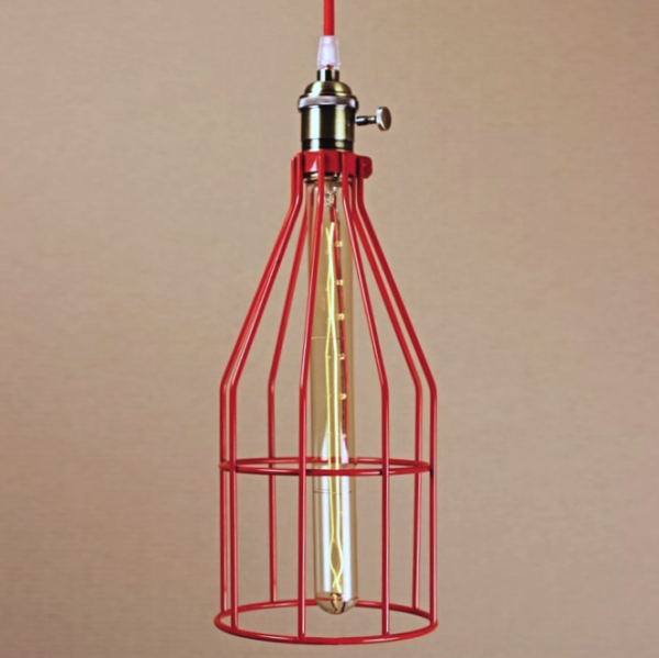 Подвесной светильник Wire Cage Pendant Twix Red Красный в Сочи | Loft Concept 