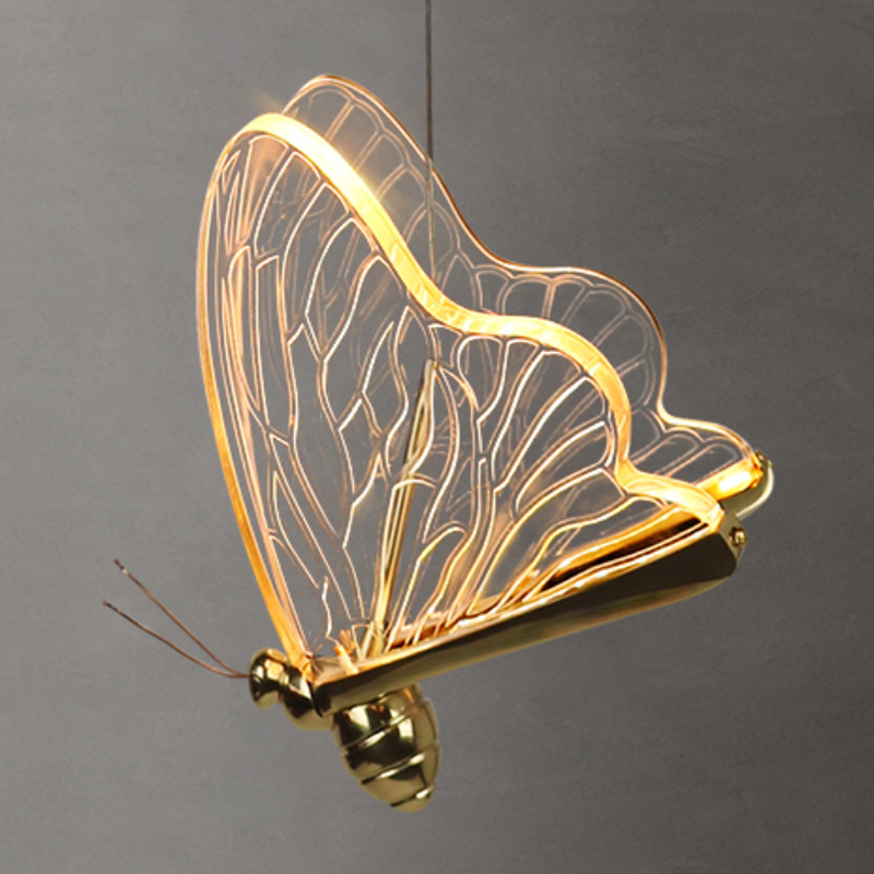 Люстра Glass butterfly chandelier C Глянцевое золото Прозрачный Черный в Сочи | Loft Concept 