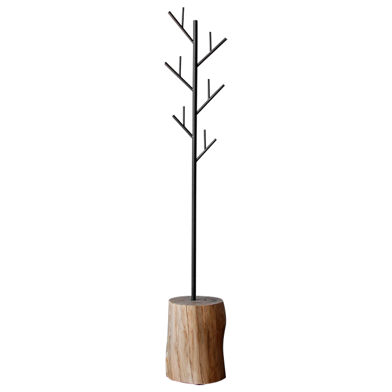 Вешалка Metal Branches and Stump Floor Hanger Black Черный Светлый дуб в Сочи | Loft Concept 