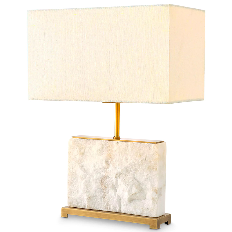 Настольная лампа Eichholtz Table Lamp Newton S Marble Белый Мрамор Bianco Латунь Кремовый в Сочи | Loft Concept 