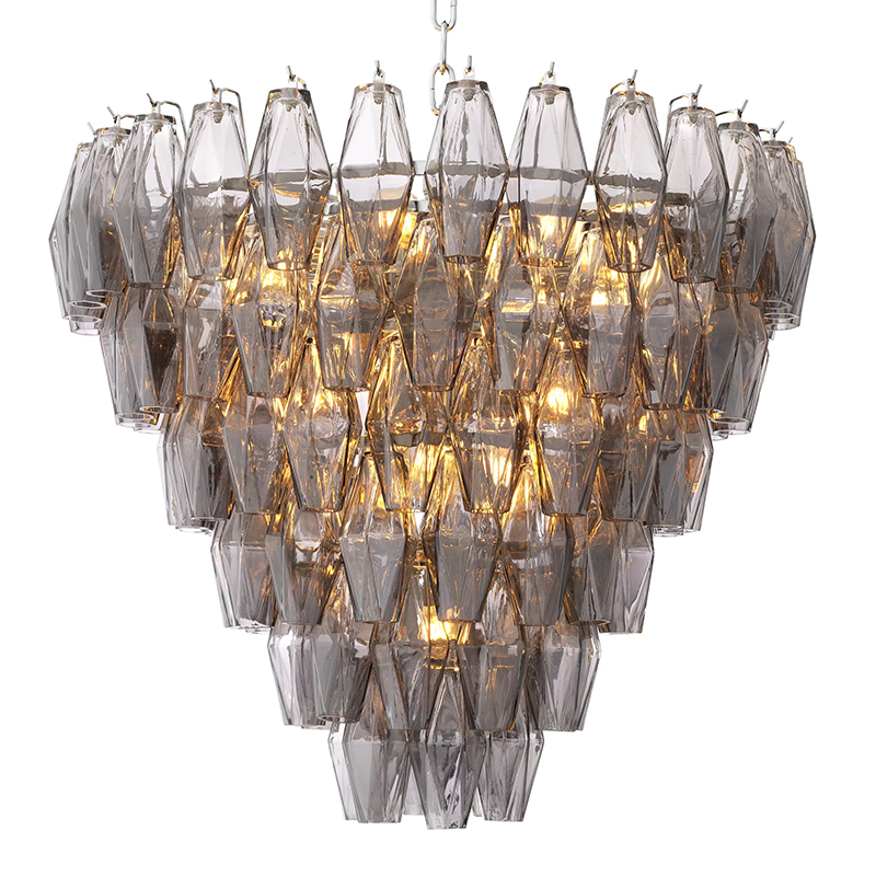 Люстра Eichholtz Chandelier Benini S Никель Стекло Смок в Сочи | Loft Concept 