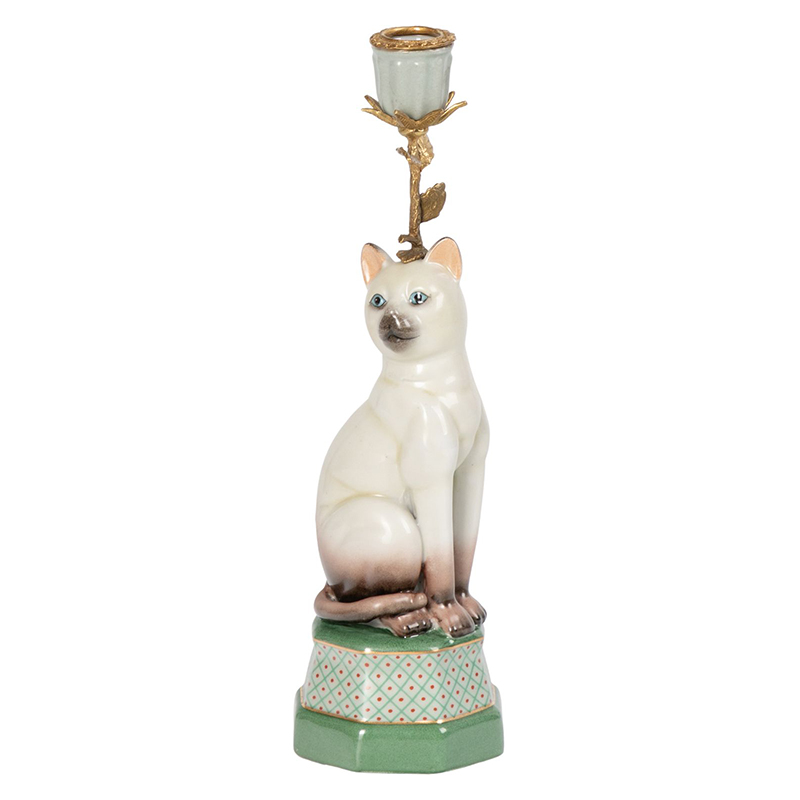 Подсвечник фигурка Кошка Candlestick cat Белый Мульти в Сочи | Loft Concept 