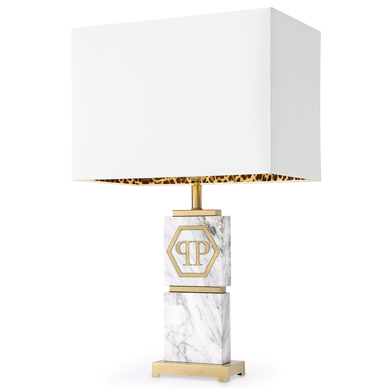 Настольная лампа Philipp Plein Table Lamp King Белый Мрамор Bianco Золотой Белый в Сочи | Loft Concept 