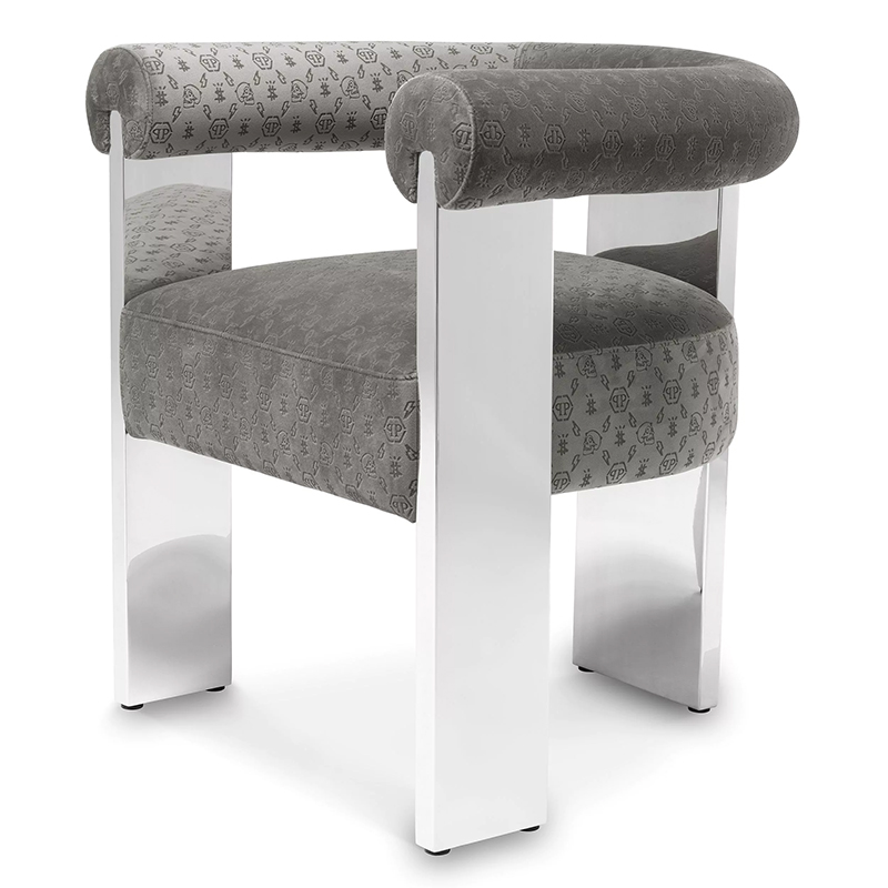 Стул Philipp Plein Dining Chair Icon Grey Серый Хром в Сочи | Loft Concept 