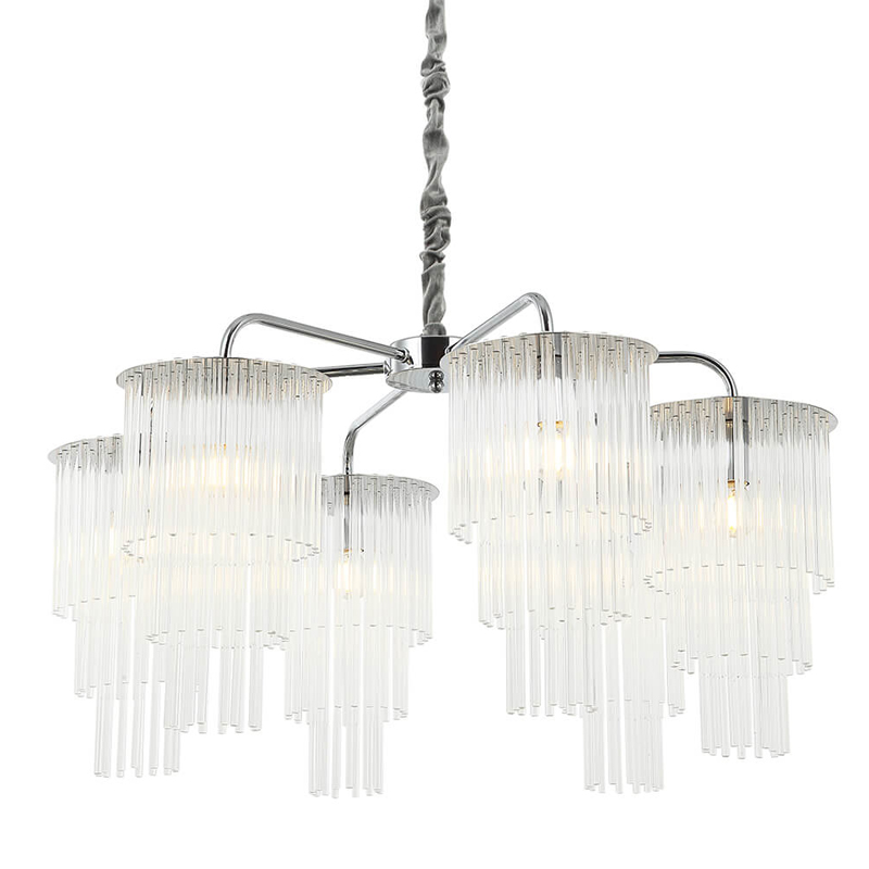 Люстра Harrison Chandelier chrome 6 lamp Хром Прозрачный в Сочи | Loft Concept 