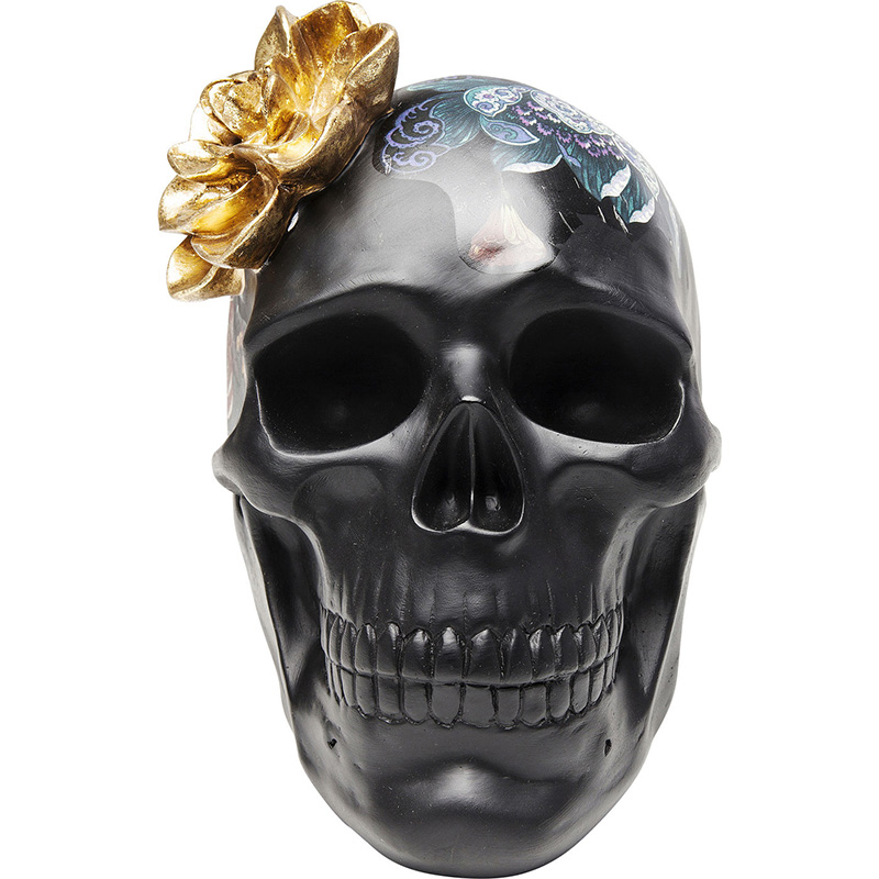 Статуэтка Skull with flowers Черный в Сочи | Loft Concept 