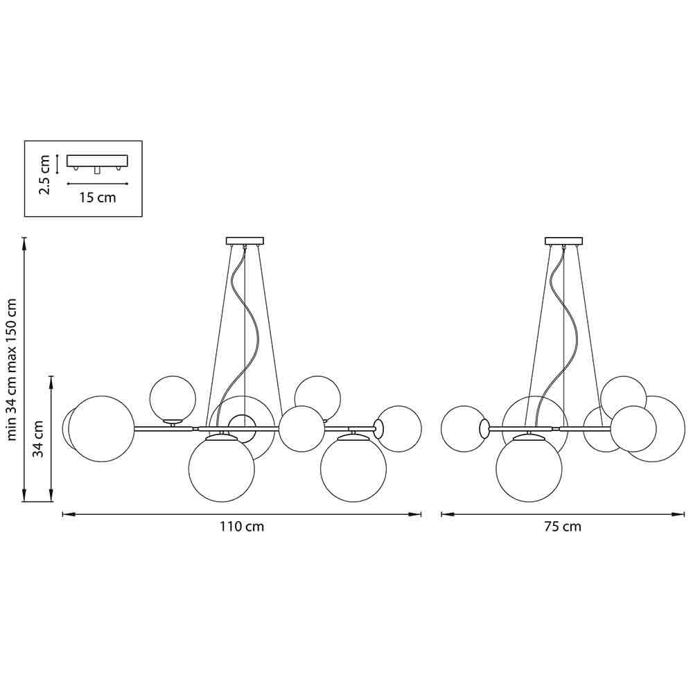 Люстра Bubbles on 4 Rings Chandelier Black в Сочи