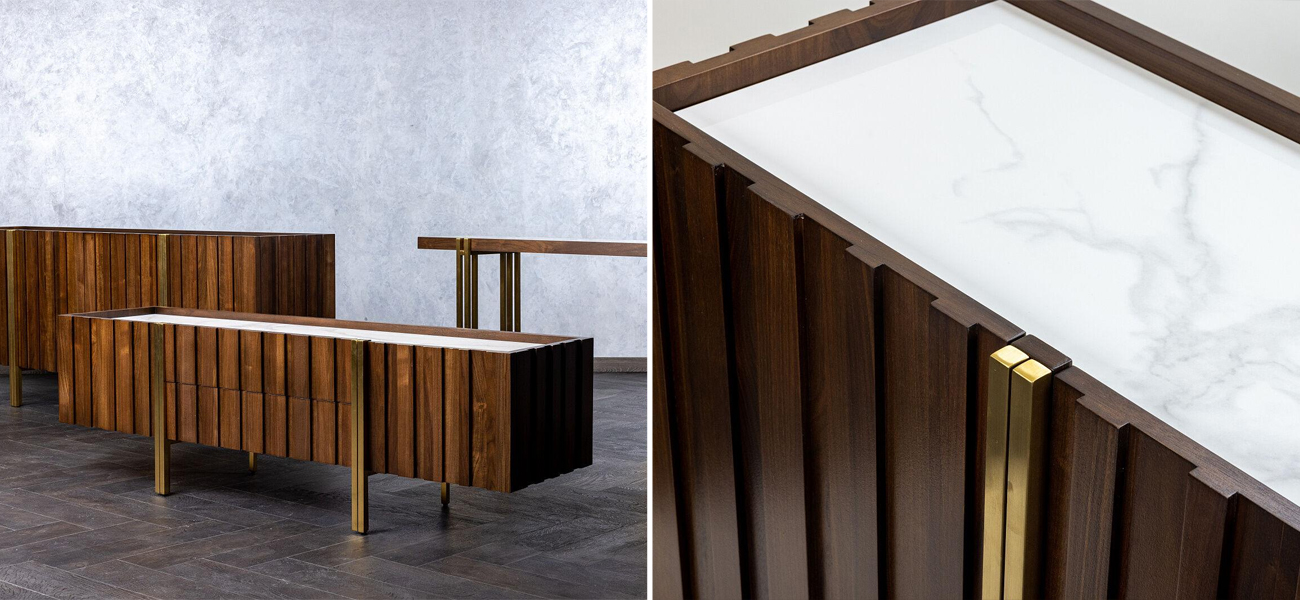 Комод с мраморной столешницей Walnut Veneer - фото №1