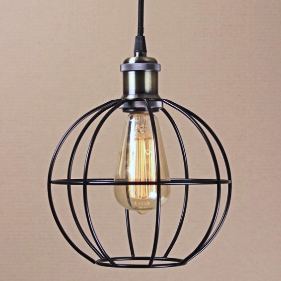 Подвесной светильник Wire Cage Pendant Ball Black Черный в Сочи | Loft Concept 