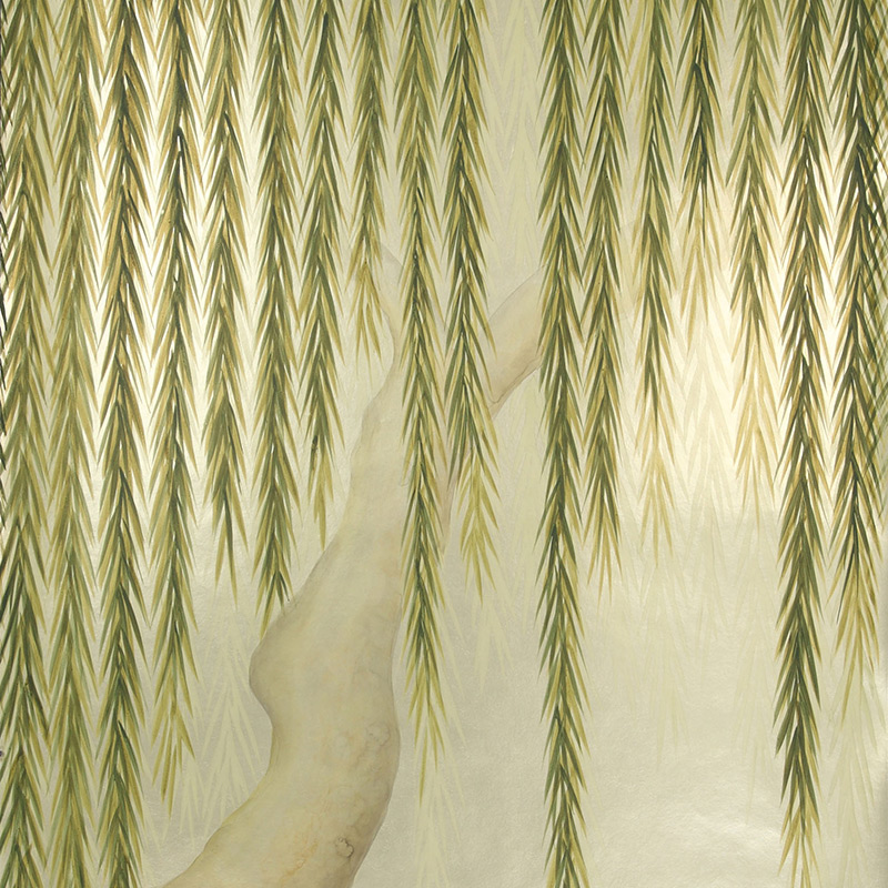 Обои ручная роспись Willow Original colourway on Champagne Gold gilded paper Обои ручная роспись Willow Original colourway on Champagne Gold gilded paper в Сочи | Loft Concept