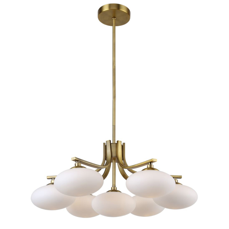 Oval Balls Mushrooms Chandelier 7 Brass Латунь Прозрачный белый в Сочи | Loft Concept 