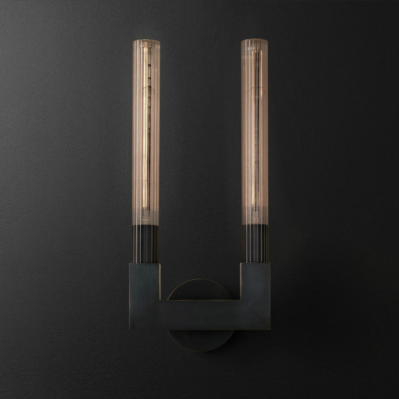 Бра RH CANNELLE wall lamp DOUBLE Sconces Black Черный Прозрачное Стекло в Сочи | Loft Concept 