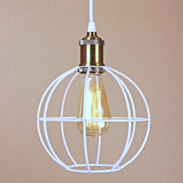 Подвесной светильник Wire Cage Pendant Ball White Белый в Сочи | Loft Concept 