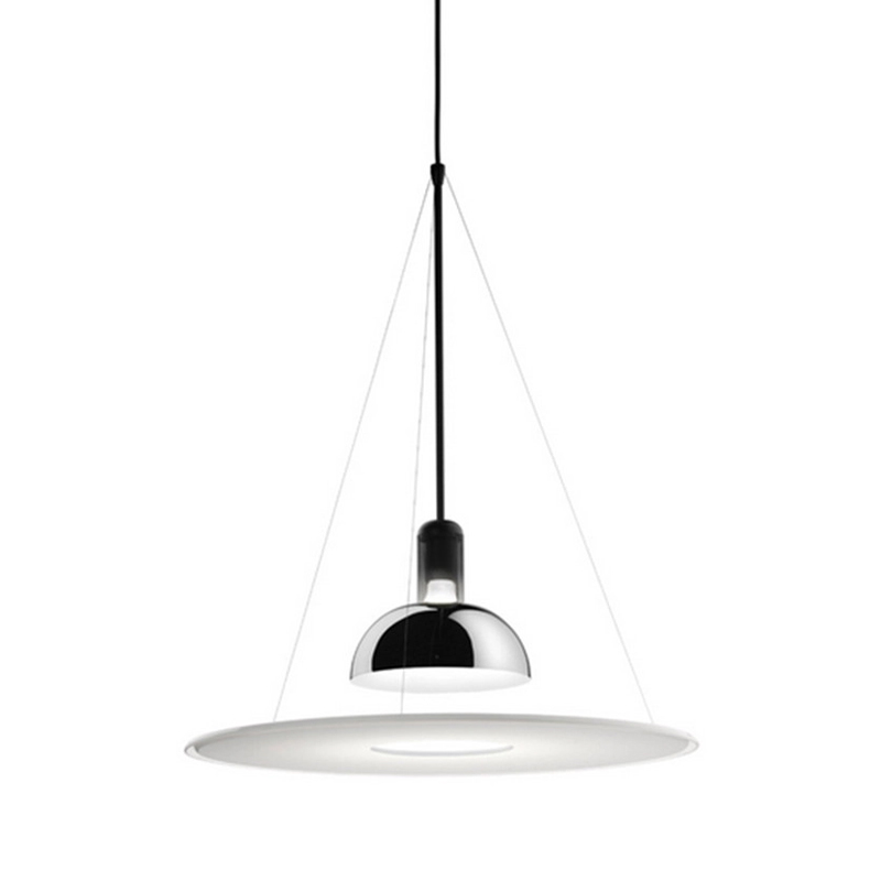 Подвесной светильник Flos Frisbi Lamp Сталь Белое матовое стекло в Сочи | Loft Concept 