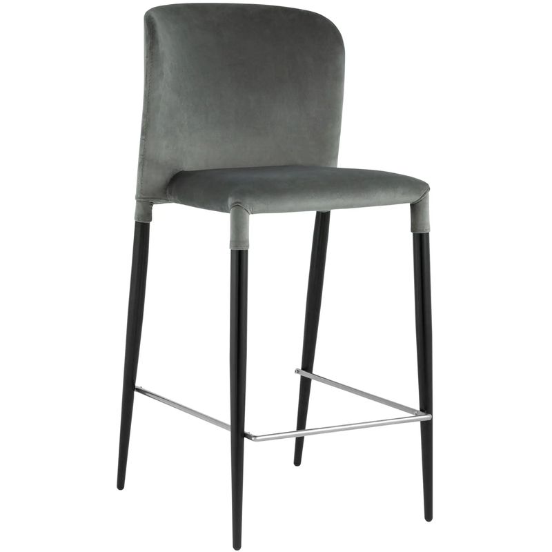 Барный Стул Lori Chair Серый Велюр Серый Черный Барный Стул Lori Chair Серый Велюр Серый Черный в Сочи | Loft Concept