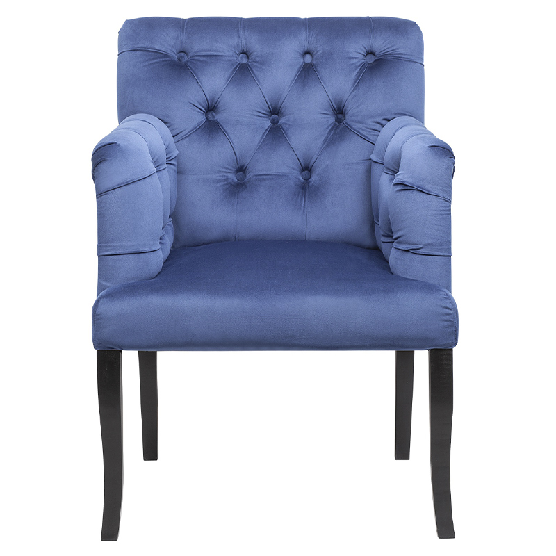 Кресло Addison Chic Armchair deep blue velour Синий Черный в Сочи | Loft Concept 