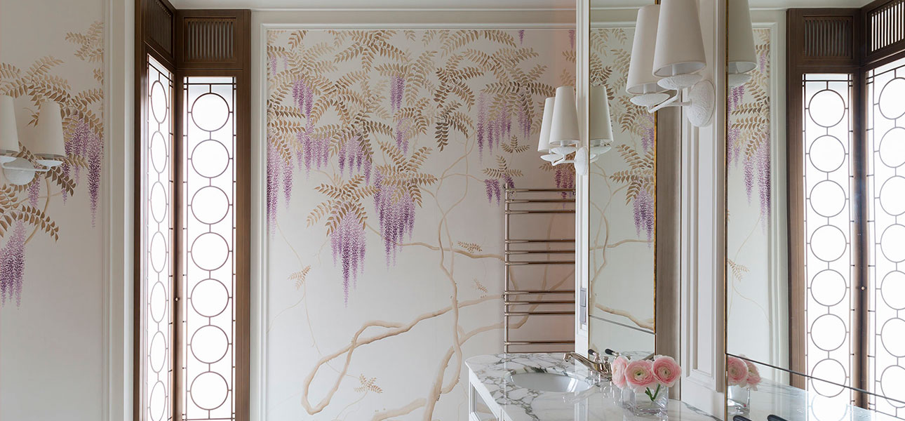 Обои в японском стиле Wisteria Colourway SC-247 on Natural Mica metallic silk - фото