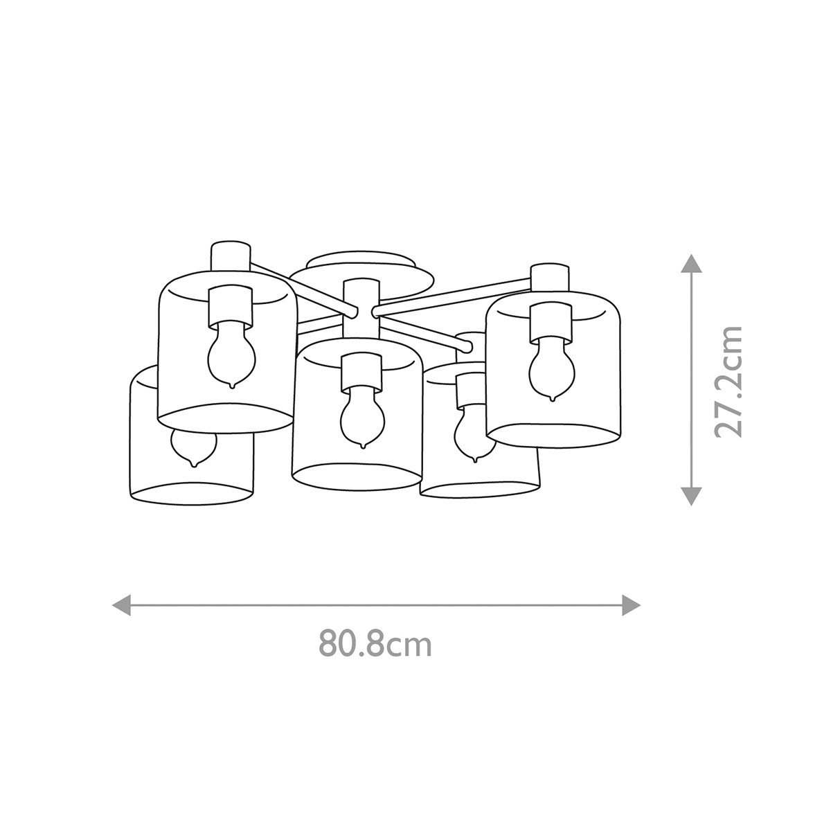 Потолочный светильник цвета латунь с пятью прозрачными цилиндрическими плафонами Hinkley в Сочи