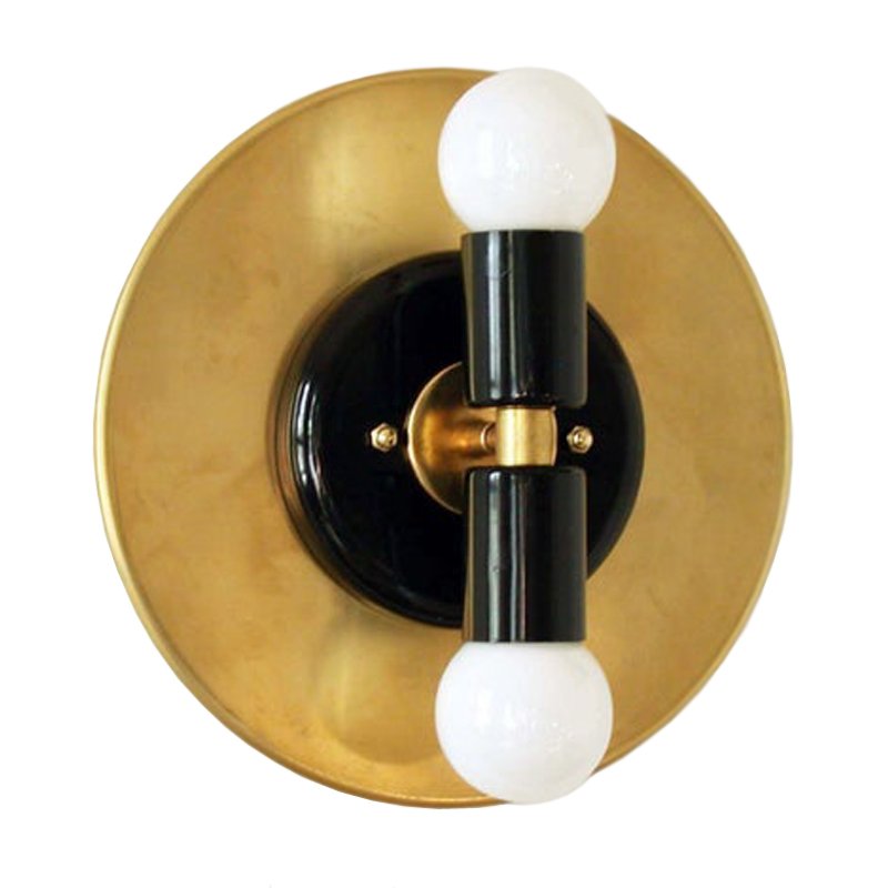 Modern Wall Double Sconce Gold Black Глянцевое золото Черный в Сочи | Loft Concept 