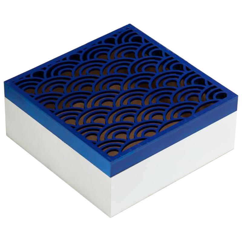 Шкатулка Deep Blue Scales Pattern Box Белый Синий в Сочи | Loft Concept 