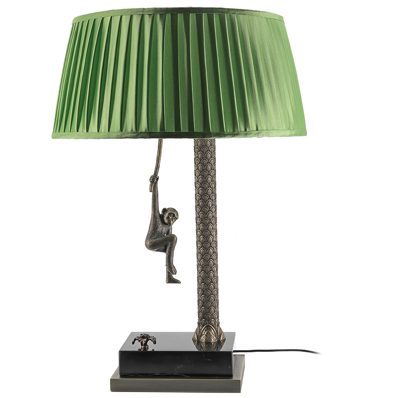 Настольная лампа Джунгли Table Lamp Jungle Green Латунь Античная полированная Черный Мрамор Nero Зеленый в Сочи | Loft Concept 