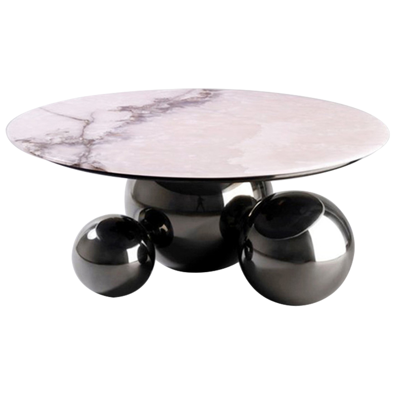 Кофейный стол Ball Metal Graphite Coffee Table Графит Белый Мрамор Bianco в Сочи | Loft Concept 