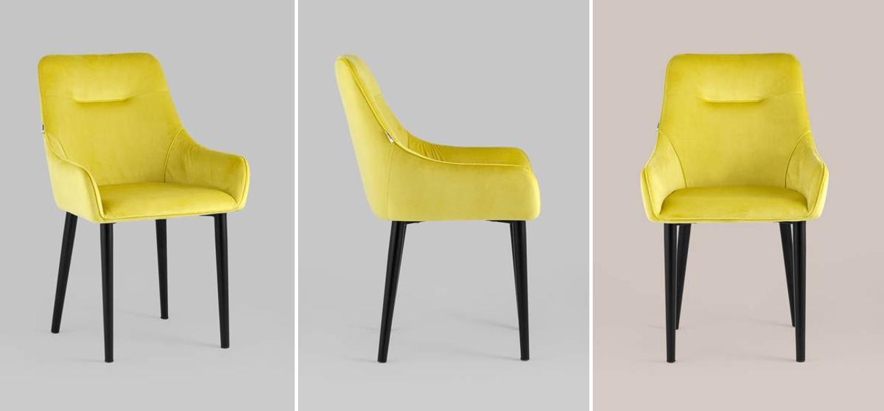 Стул Joan Chair Желтый Велюр - фото