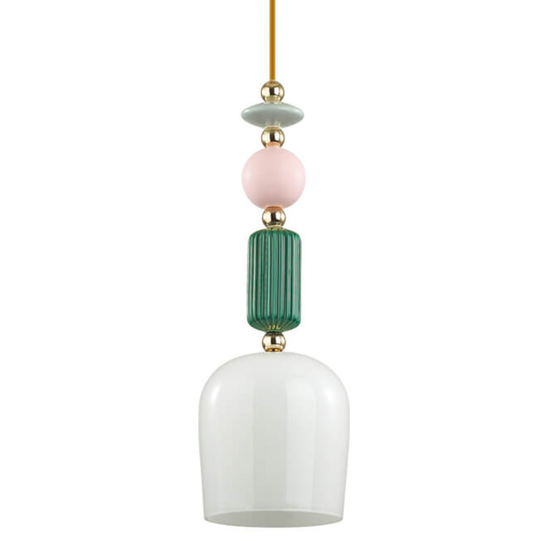 Подвесной светильник Iris hanging lamp candy green Белое матовое стекло Розовый пастельный Зеленый в Сочи | Loft Concept 