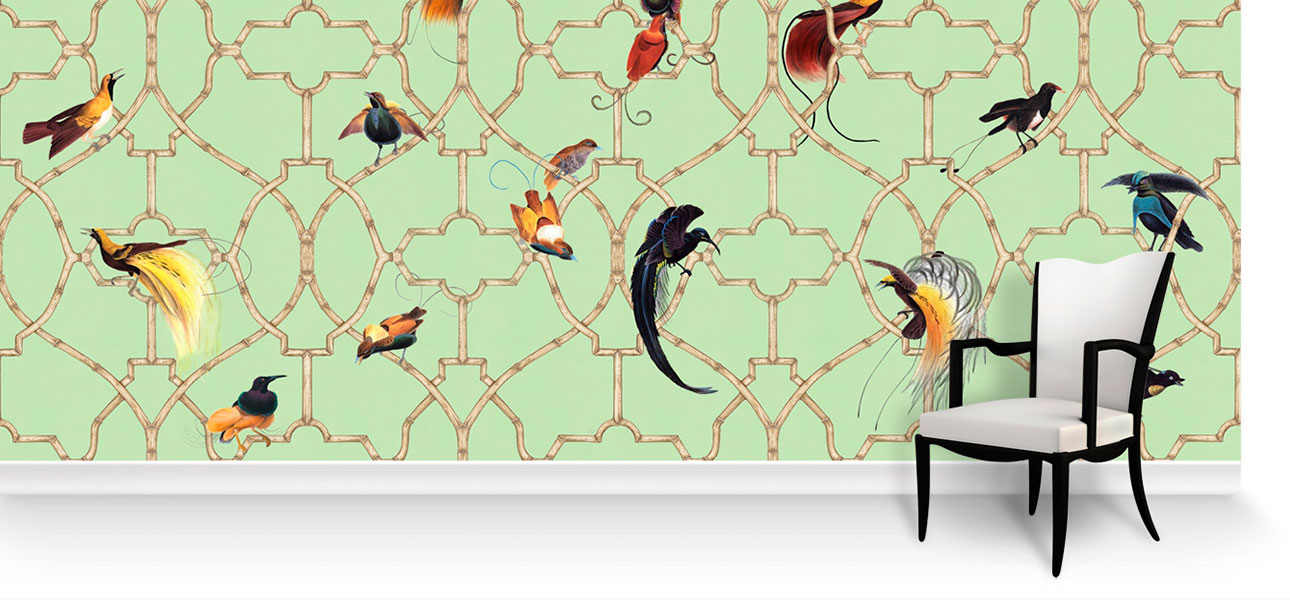 Обои ручная роспись Paradise Trellis Green - фото