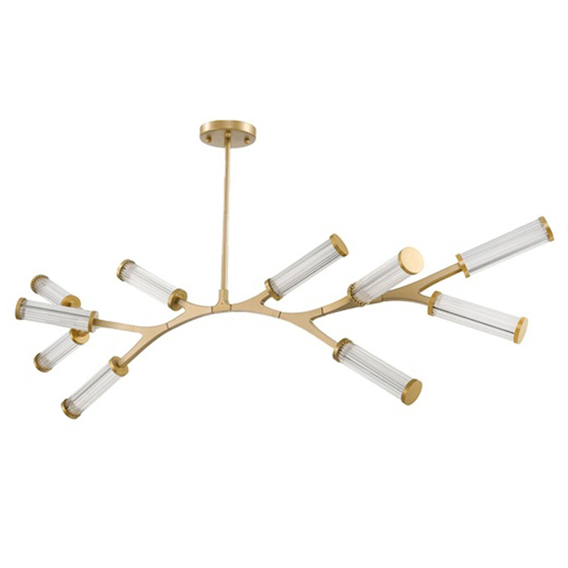 Люстра Cylinder Branches Chandelier Gold 10 Золотой Прозрачный в Сочи | Loft Concept 